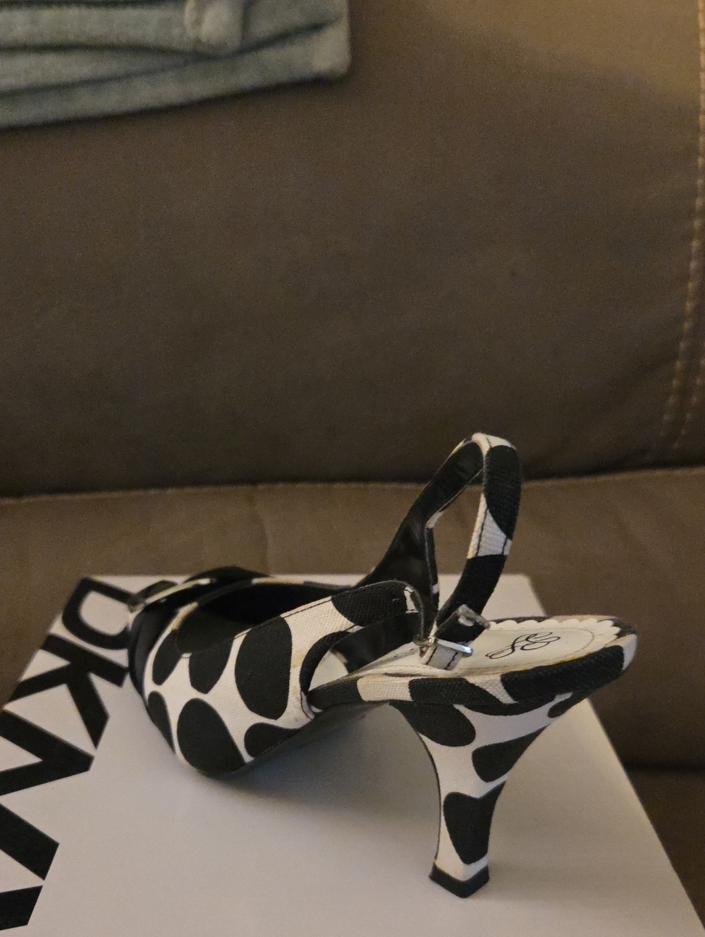 J. Renee Black and White Polka Dot Slingback Heels